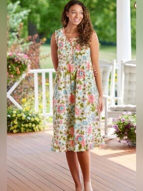 Ella Simone Floral Sundress in White, Pink & Aqua